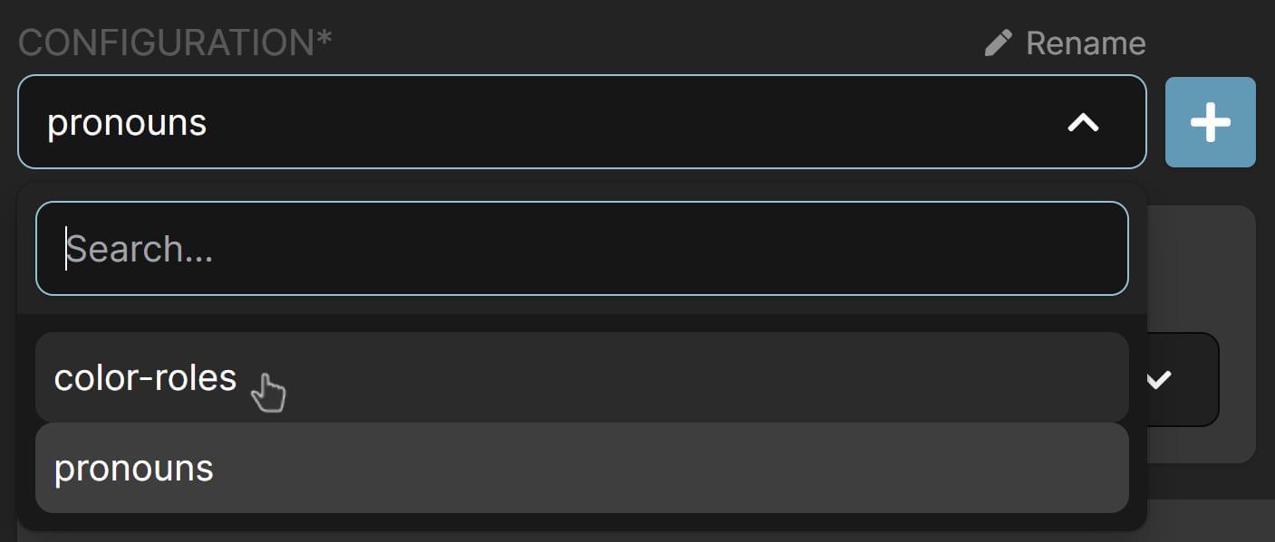 Example of how to switch between configurations