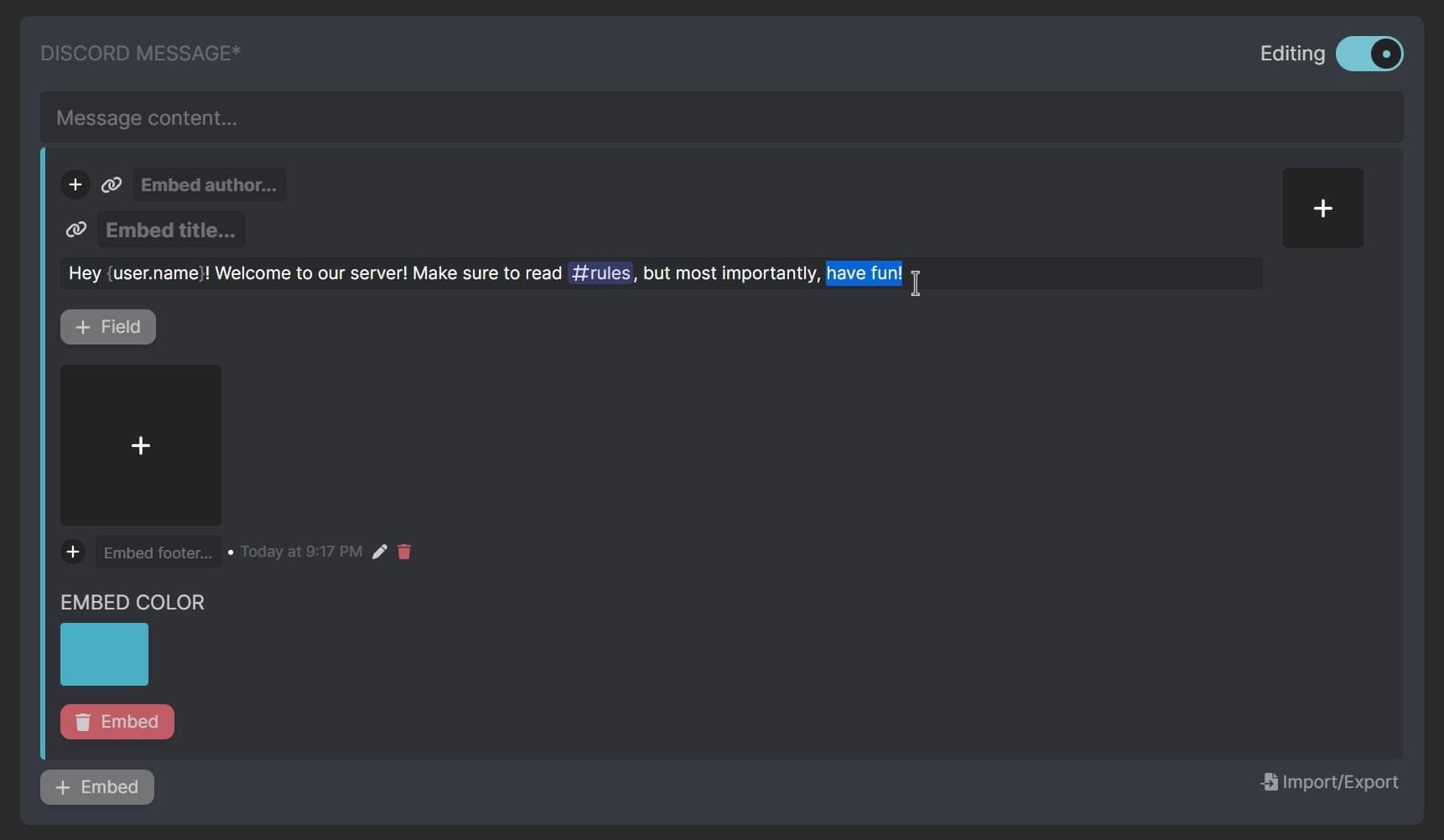 Example of our well known message builder Example of our well known message builder